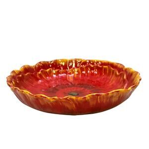Pier 1 Import 2011-2016 Retired 'Red Poppies' Flower Shaped 12" Serving Bowl